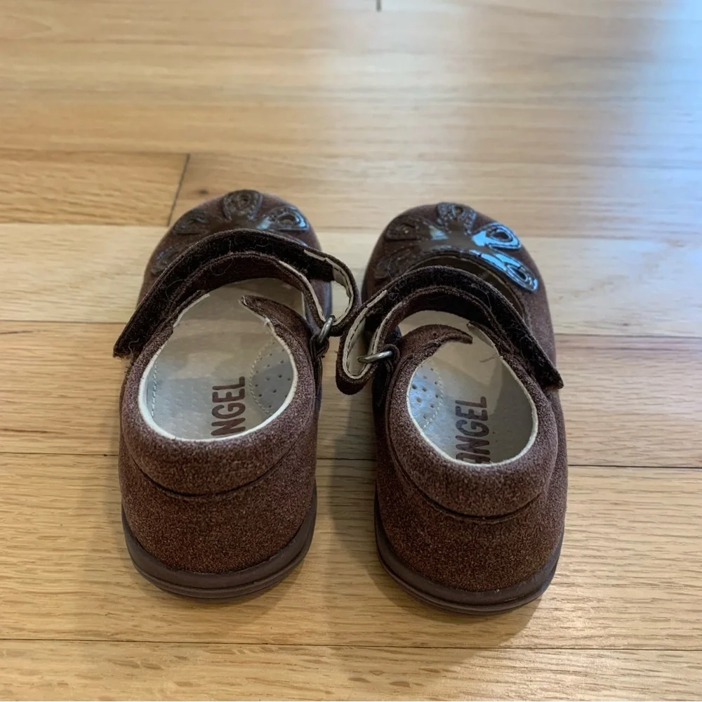Angel Girls Brown Bloom Leather Lining Gum Sole Mary Jane Shoes Toddler 6